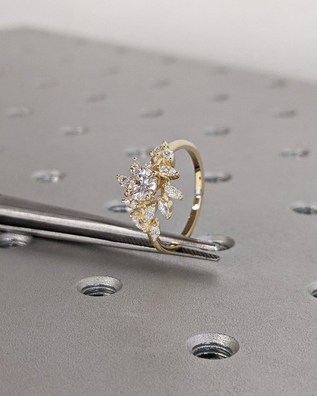 1.0CT Round Cut Cluster Lab Grown Diamond Engagement Ring For Women