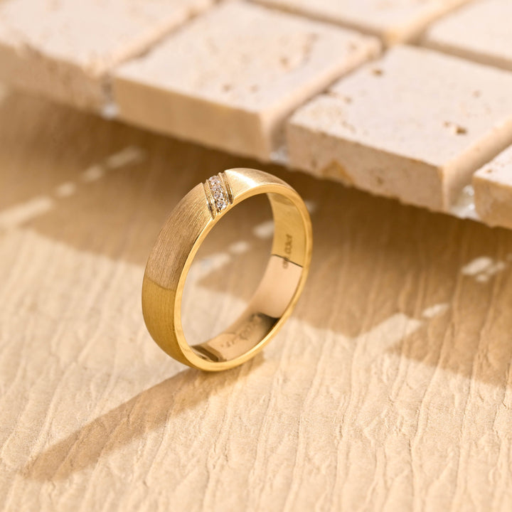 0.15CT Round Cut Lab Grown Men's Wedding Band in Solid Gold