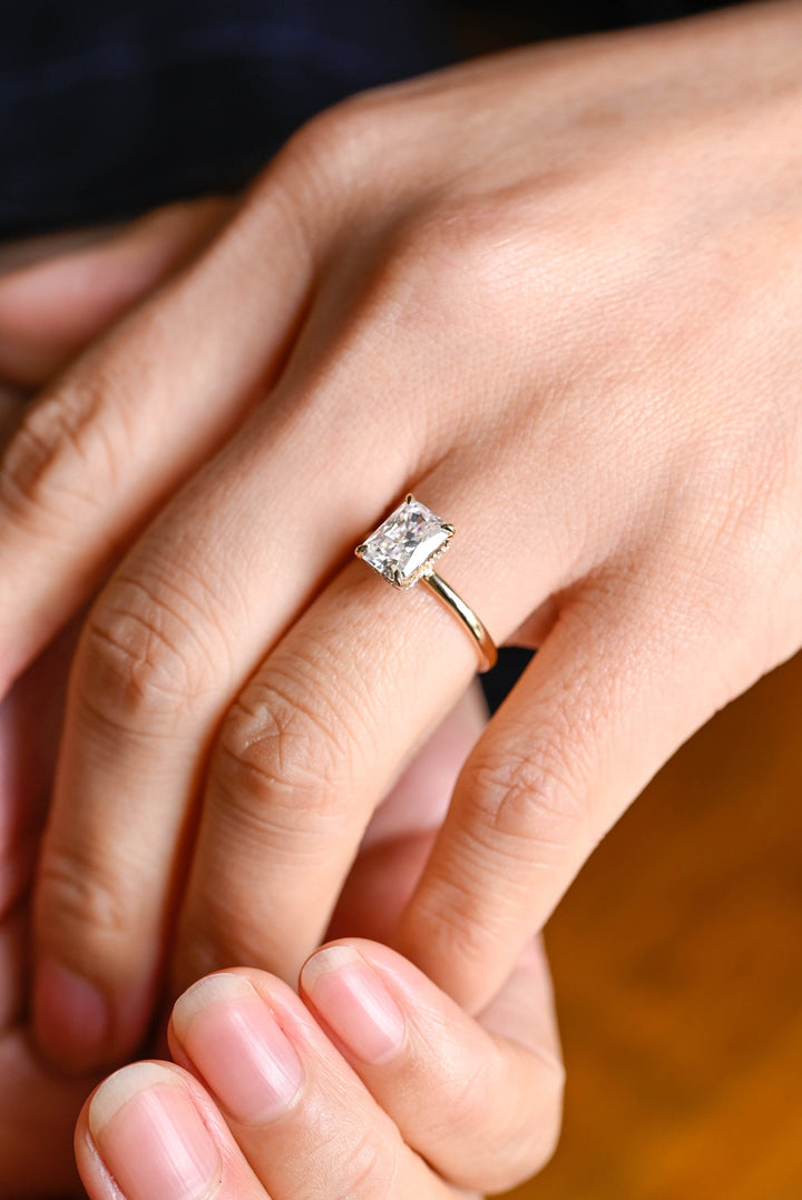 1.50CT Radiant Cut Hidden Halo Lab Grown Diamond Engagement Ring For Women