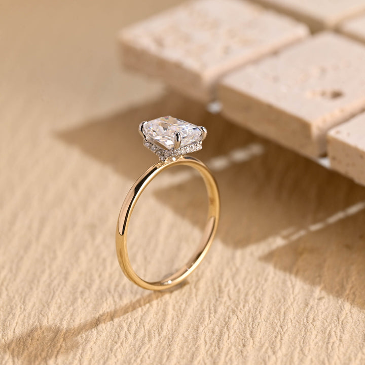 1.50CT Radiant Cut Hidden Halo Lab Grown Diamond Engagement Ring For Women