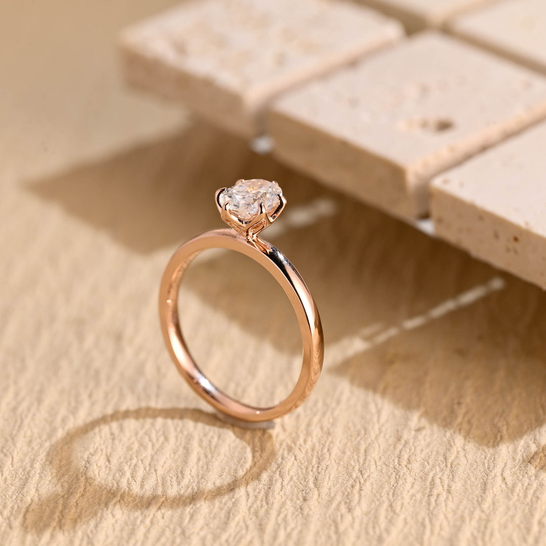 1.0CT Oval Cut Lab Grown Diamond Solitaire Engagement Ring, Proposal Ring