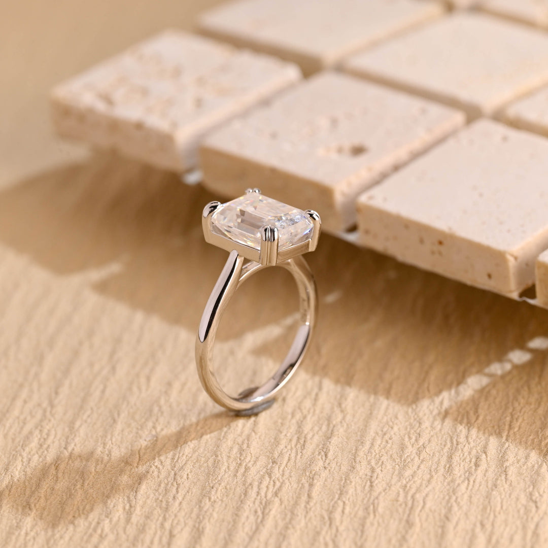 2.50CT Emerald Cut Solitaire Lab Grown Diamond Engagement Ring, Maximalist Wedding Ring