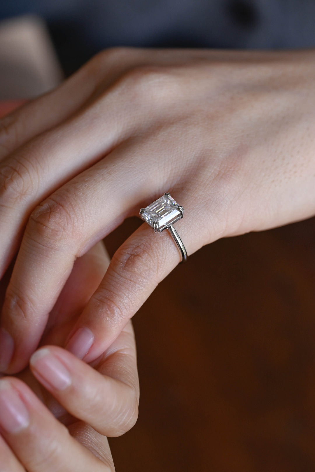 2.50CT Emerald Cut Solitaire Lab Grown Diamond Engagement Ring, Maximalist Wedding Ring