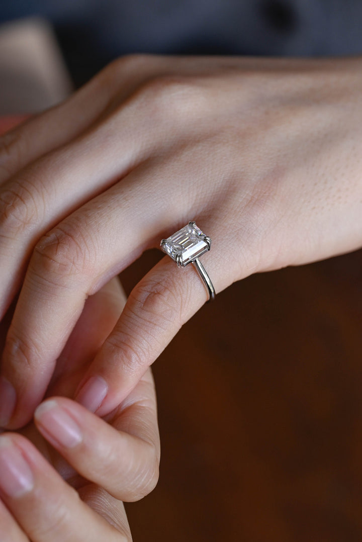 2.50CT Emerald Cut Solitaire Lab Grown Diamond Engagement Ring, Maximalist Wedding Ring