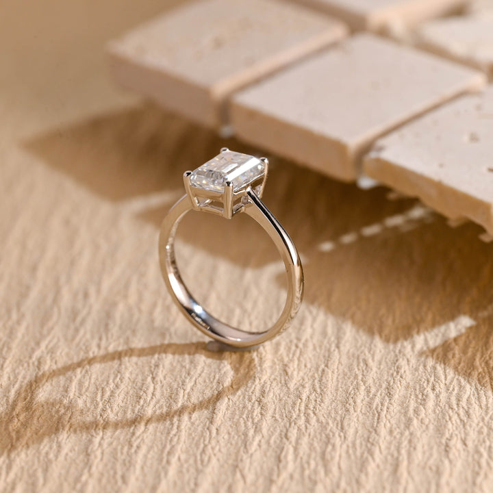 2.0CT Emerald Cut Lab Grown Diamond Solitaire Engagement Ring, Maximalist Wedding Ring