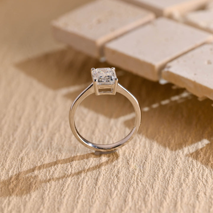 2.0CT Emerald Cut Lab Grown Diamond Solitaire Engagement Ring, Maximalist Wedding Ring