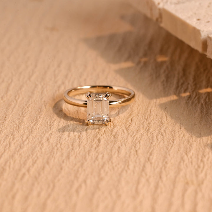 1.50CT Emerald Cut Double prong Lab Grown Diamond Engagement Ring For Women