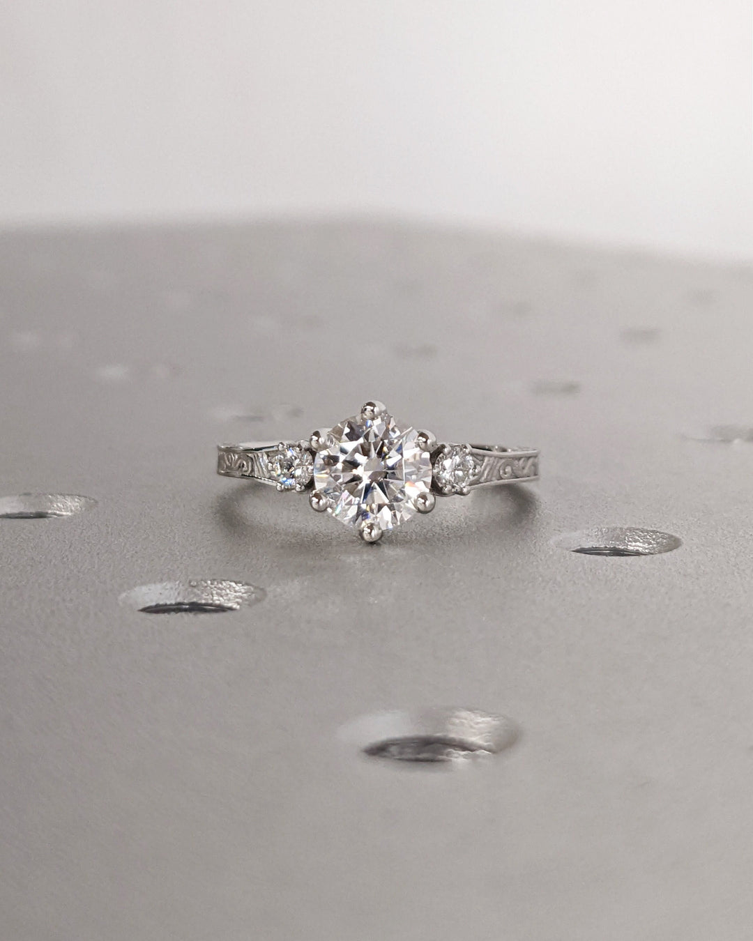 1.0CT Three Stone Lab Grown Round Diamond Engagement Ring For Her
