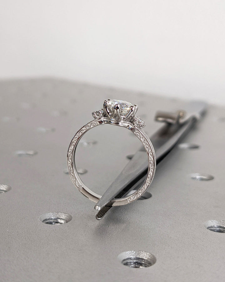 1.0CT Three Stone Lab Grown Round Diamond Engagement Ring For Her