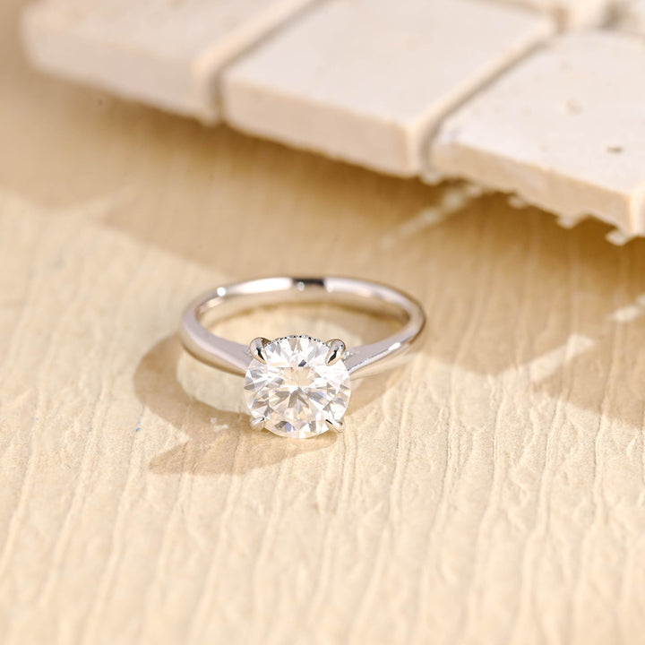 1.0CT Round Cut Hidden Halo Lab Grown Diamond Engagement Ring For Women