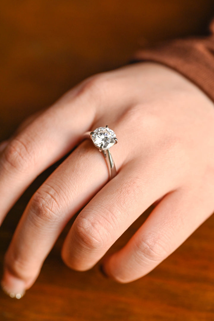 1.0CT Round Cut Hidden Halo Lab Grown Diamond Engagement Ring For Women
