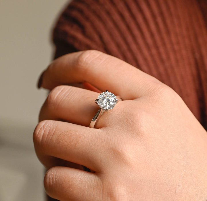 1.0CT Round Cut Hidden Halo Lab Grown Diamond Engagement Ring For Women
