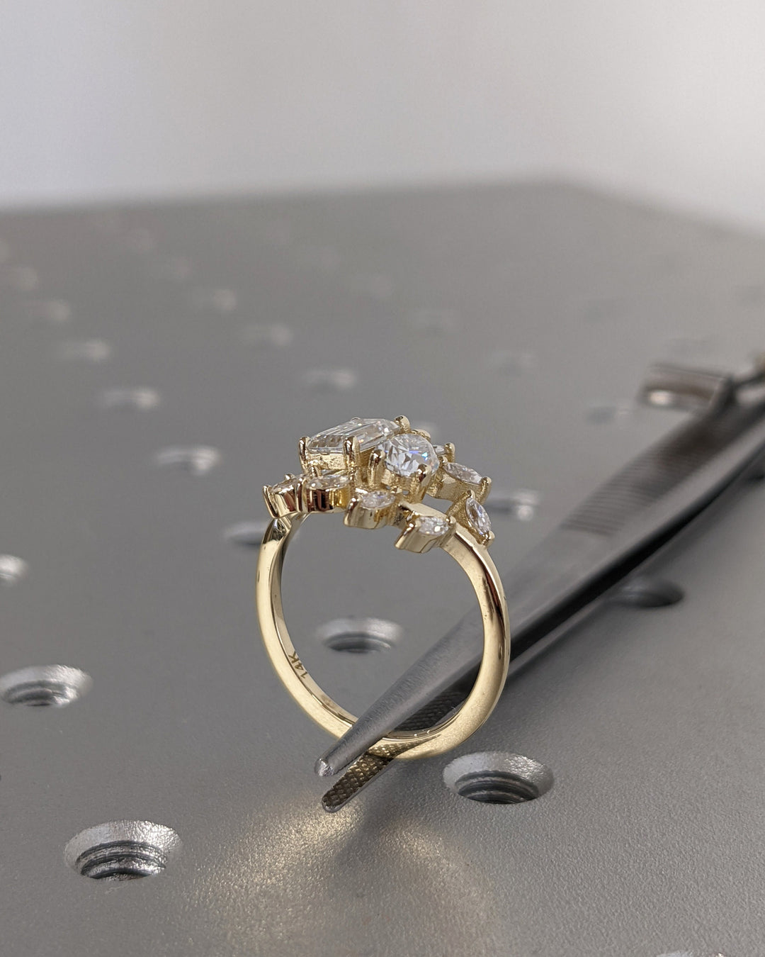 0.50CT Emerald & Pear Cut Toi et Moi Lab Grown Diamond Cluster Engagement Ring For Her