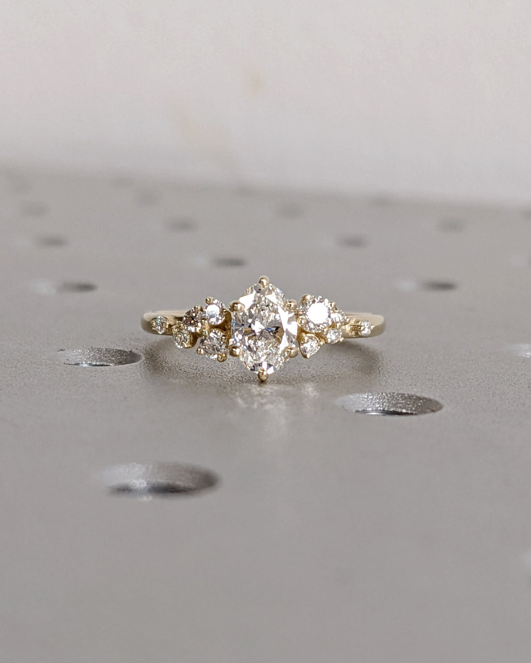 0.50CT Oval Cluster Lab Grown Diamond Engagement Ring Nature Inspired Engagement Rings