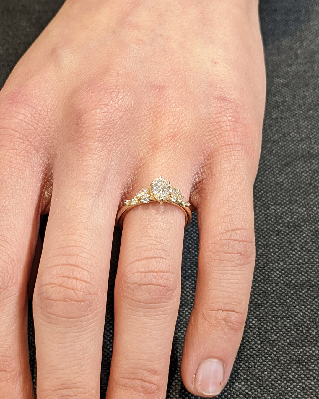 0.50CT Oval Cluster Lab Grown Diamond Engagement Ring Nature Inspired Engagement Rings