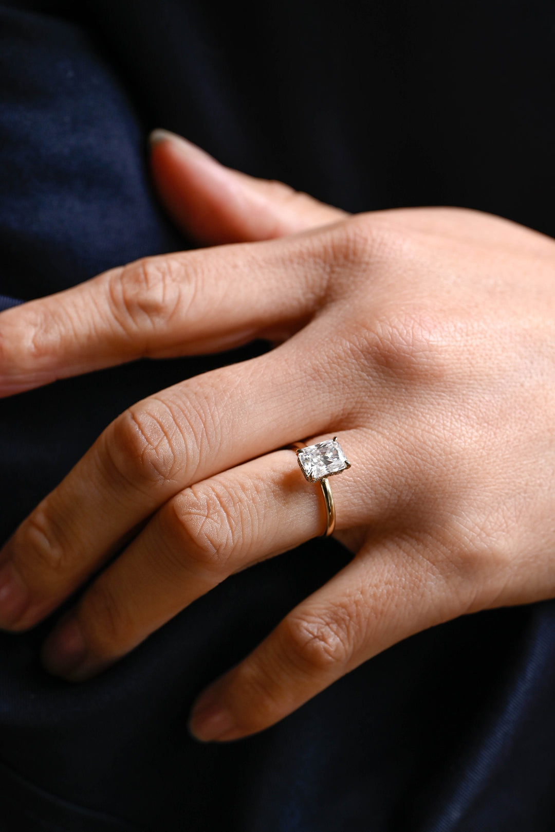 1.50CT Radiant Cut Hidden Halo Lab Grown Diamond Engagement Ring For Women