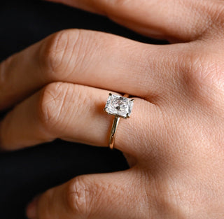 1.50CT Radiant Cut Hidden Halo Lab Grown Diamond Engagement Ring For Women