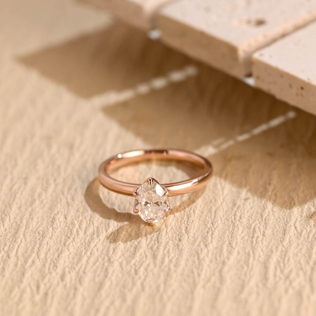 1.0CT Oval Cut Lab Grown Diamond Solitaire Engagement Ring, Proposal Ring