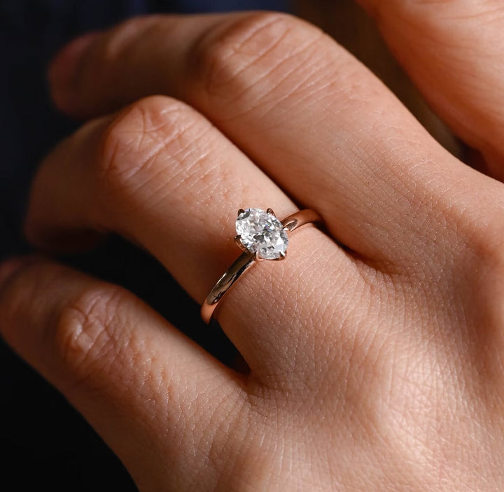 1.0CT Oval Cut Lab Grown Diamond Solitaire Engagement Ring, Proposal Ring