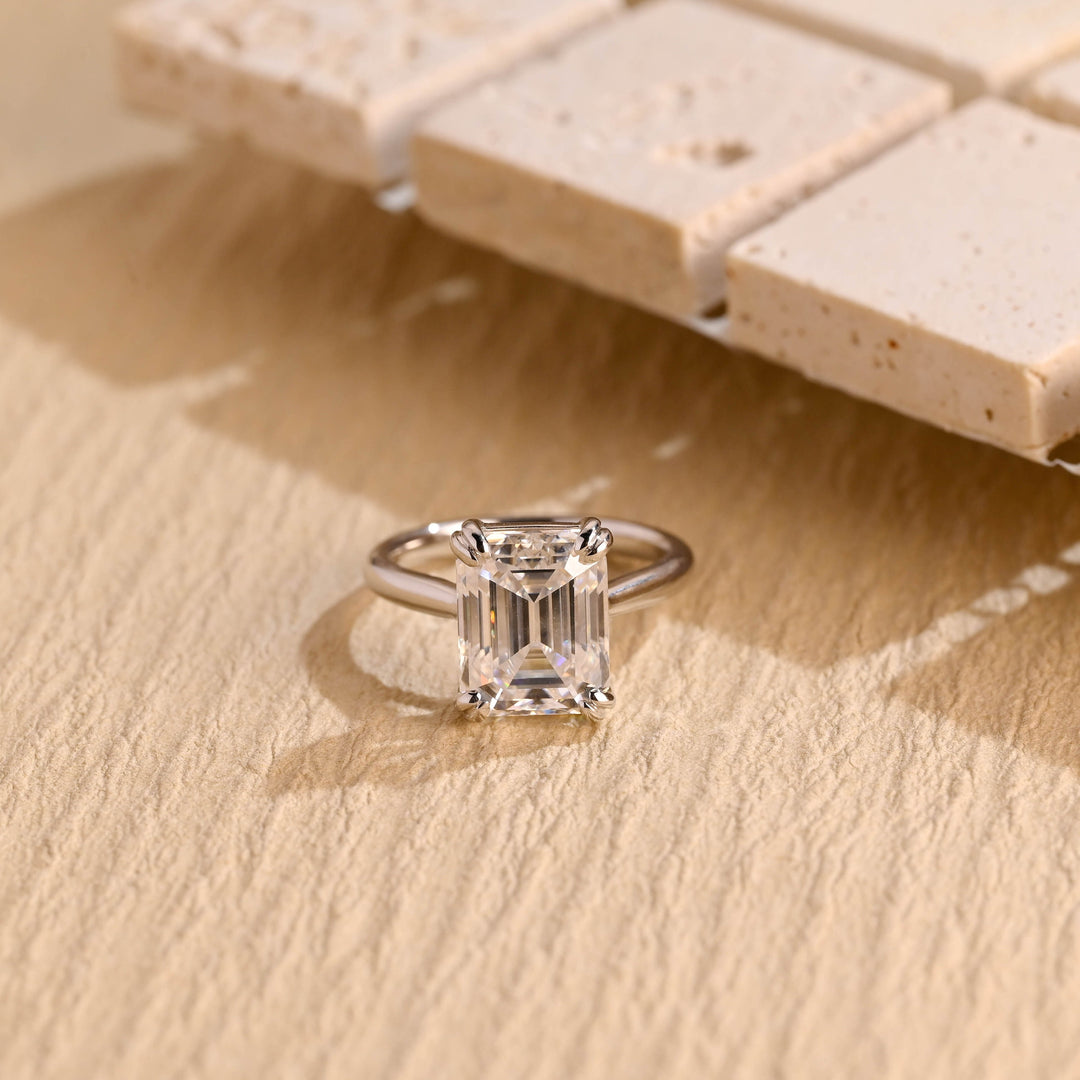 2.50CT Emerald Cut Solitaire Lab Grown Diamond Engagement Ring, Maximalist Wedding Ring