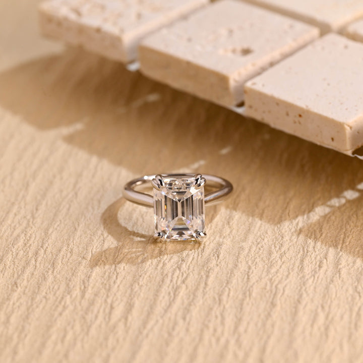 2.50CT Emerald Cut Solitaire Lab Grown Diamond Engagement Ring, Maximalist Wedding Ring