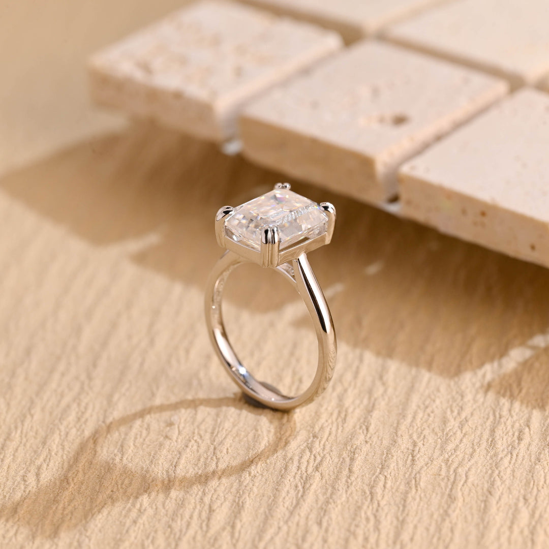 2.50CT Emerald Cut Solitaire Lab Grown Diamond Engagement Ring, Maximalist Wedding Ring