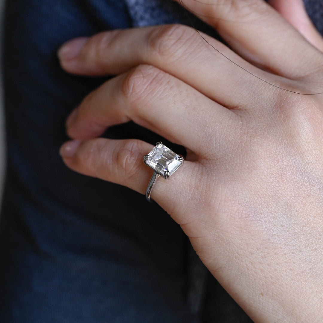 2.50CT Emerald Cut Solitaire Lab Grown Diamond Engagement Ring, Maximalist Wedding Ring