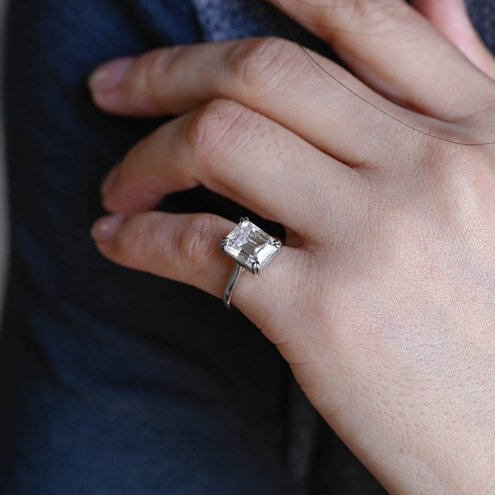 2.50CT Emerald Cut Solitaire Lab Grown Diamond Engagement Ring, Maximalist Wedding Ring