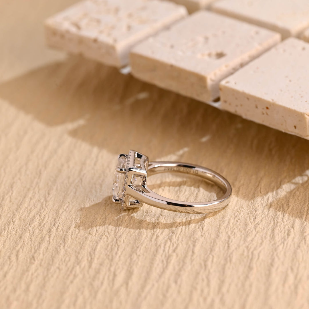 1.0CT Princess Cut Halo IGI Certified Lab Grown Diamond Engagement Ring For Her