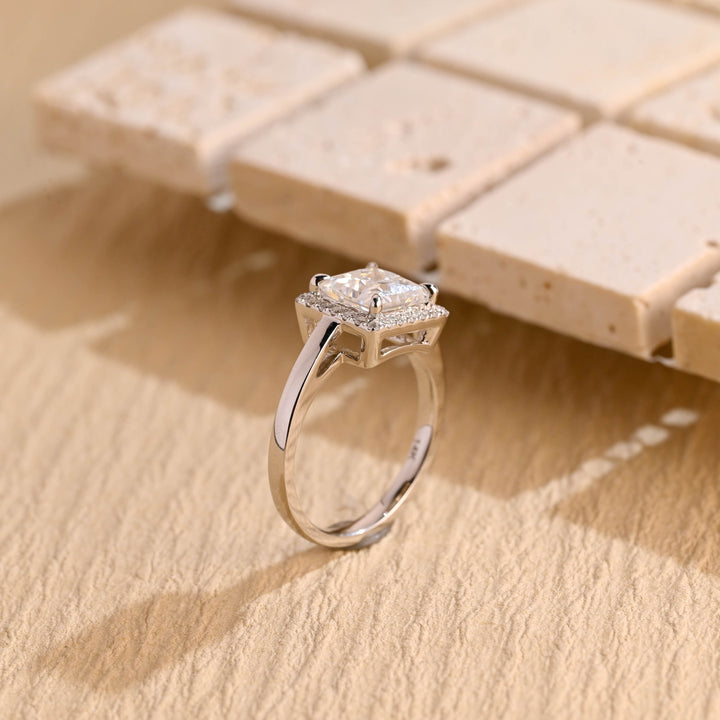 1.0CT Princess Cut Halo IGI Certified Lab Grown Diamond Engagement Ring For Her
