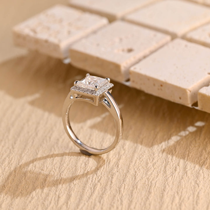 1.0CT Princess Cut Halo IGI Certified Lab Grown Diamond Engagement Ring For Her