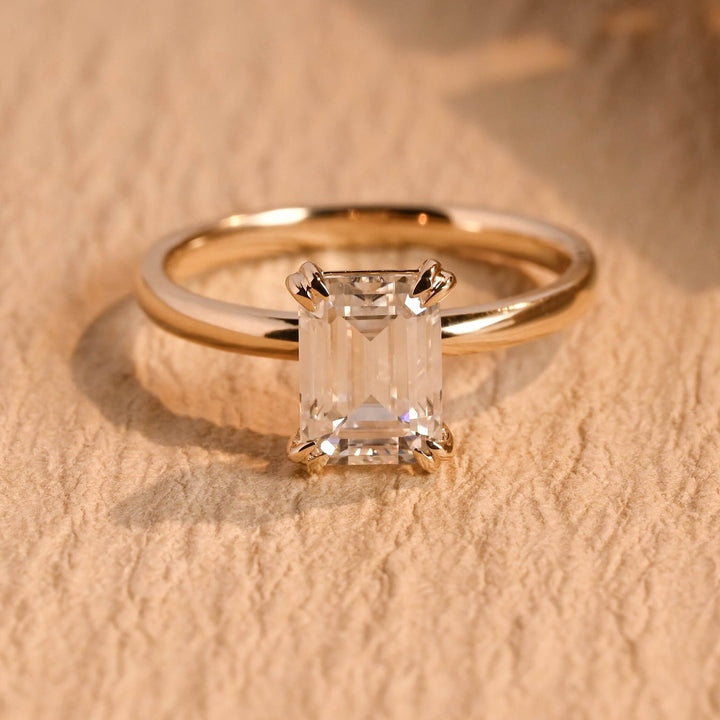 1.50CT Emerald Cut Double prong Lab Grown Diamond Engagement Ring For Women