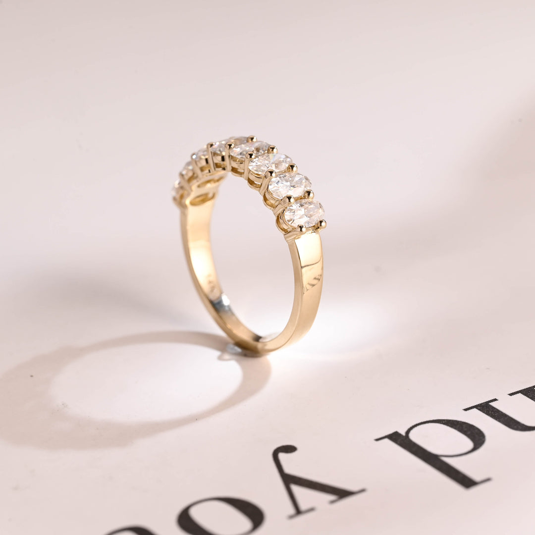 0.85CT Oval Cut Half Eternity CVD EF/VVS Diamond Wedding Band
