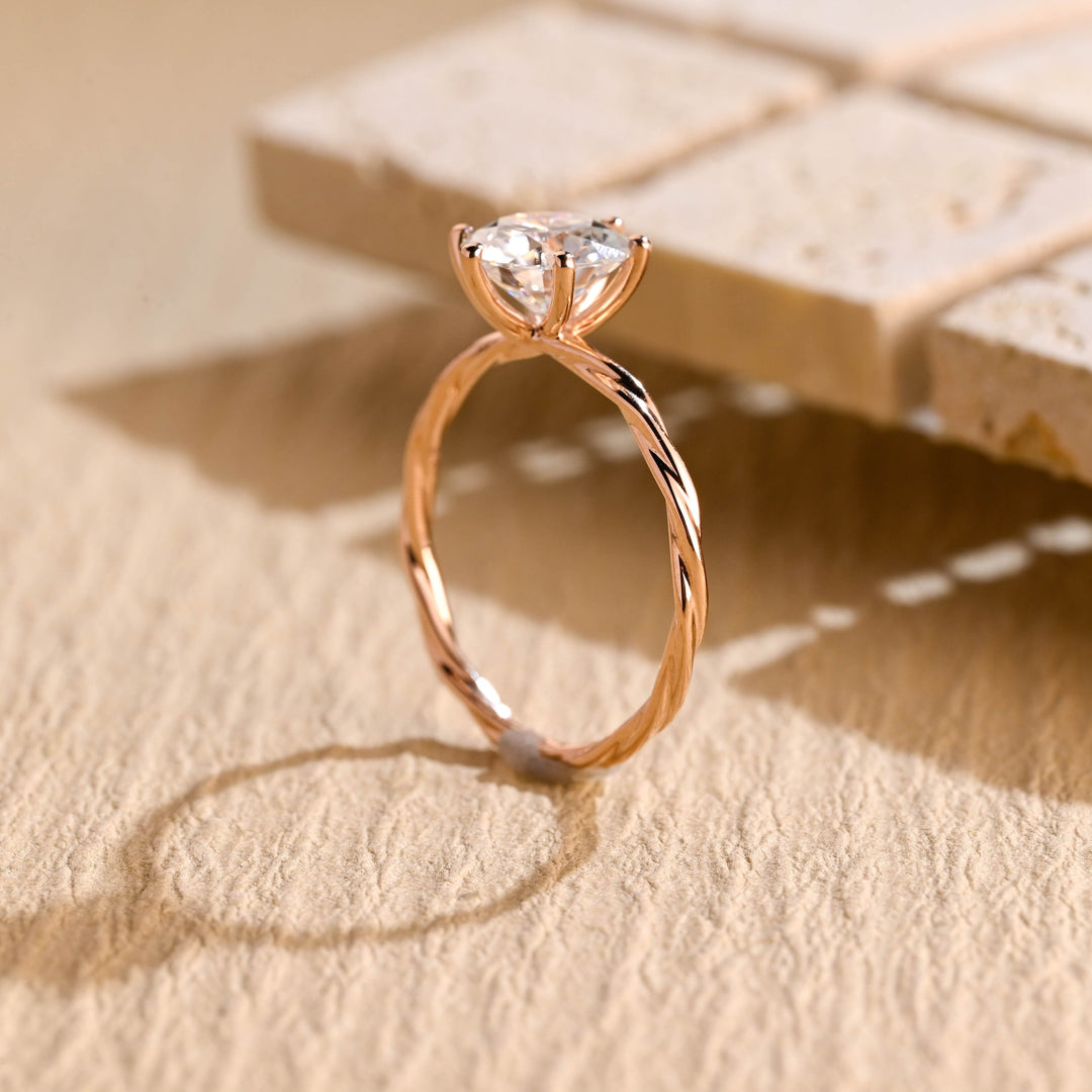 1.0CT Round Cut Braided Lab Grown Diamond Engagement Ring For Women