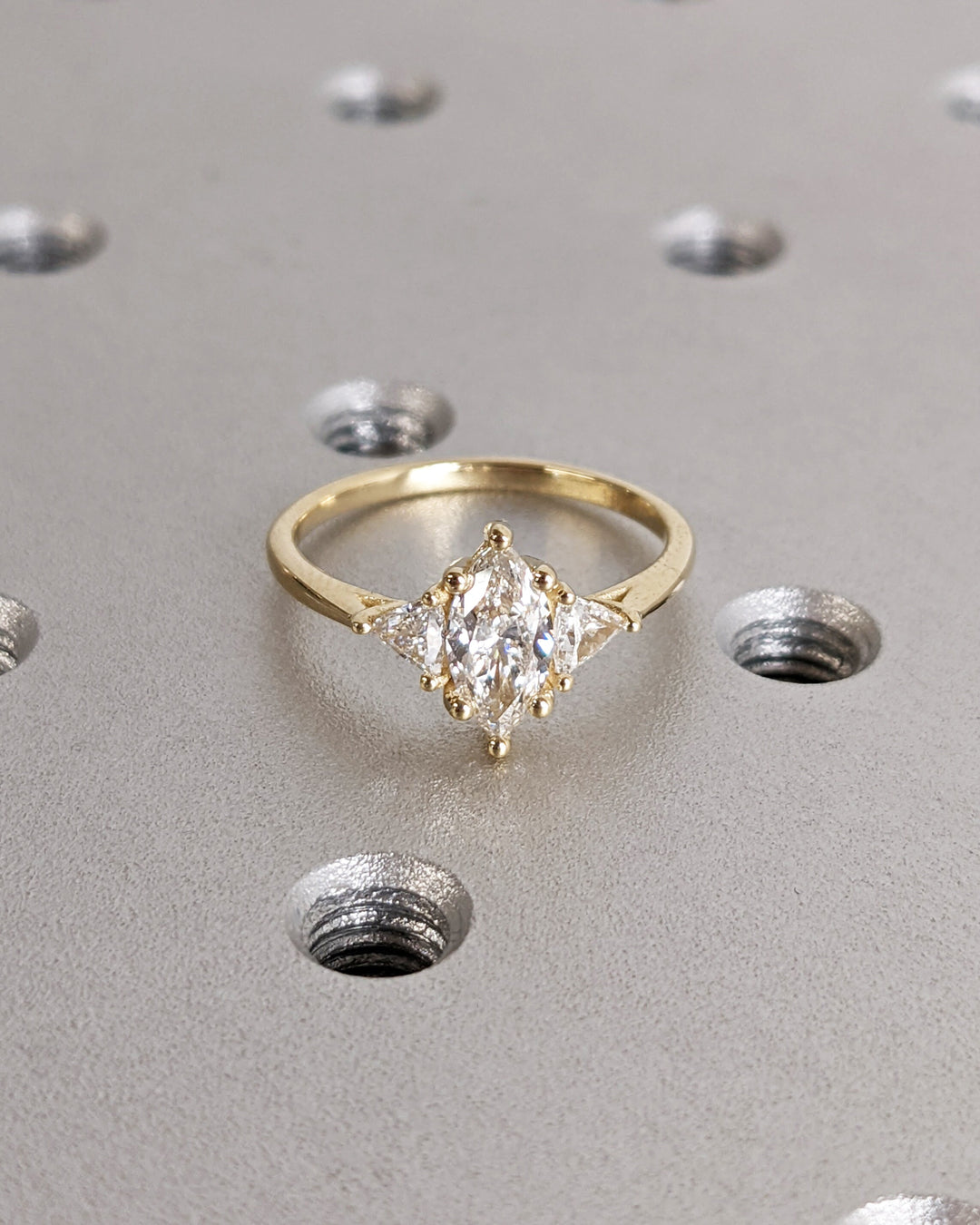 0.50CT Marquise Cut 3 Stone Lab Grown Diamond Engagement Ring For Her