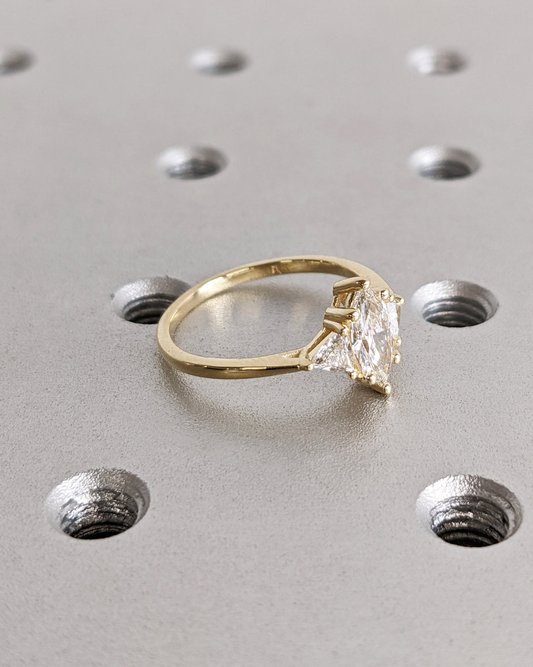 0.50CT Marquise Cut 3 Stone Lab Grown Diamond Engagement Ring For Her
