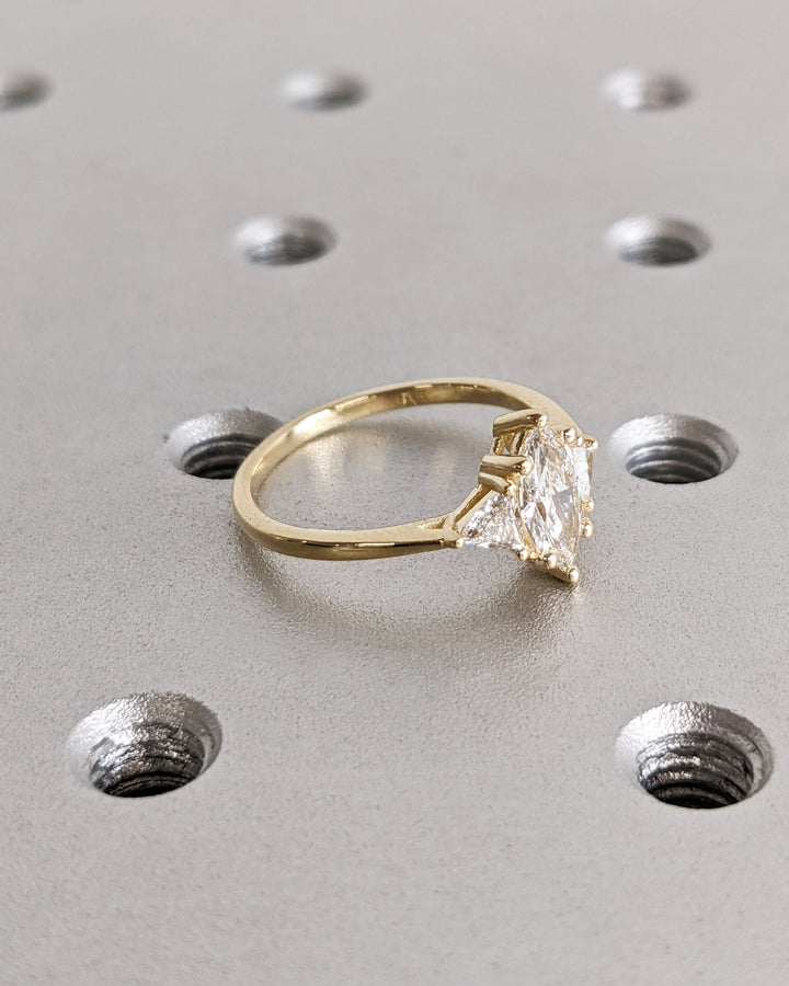 0.50CT Marquise Cut 3 Stone Lab Grown Diamond Engagement Ring For Her
