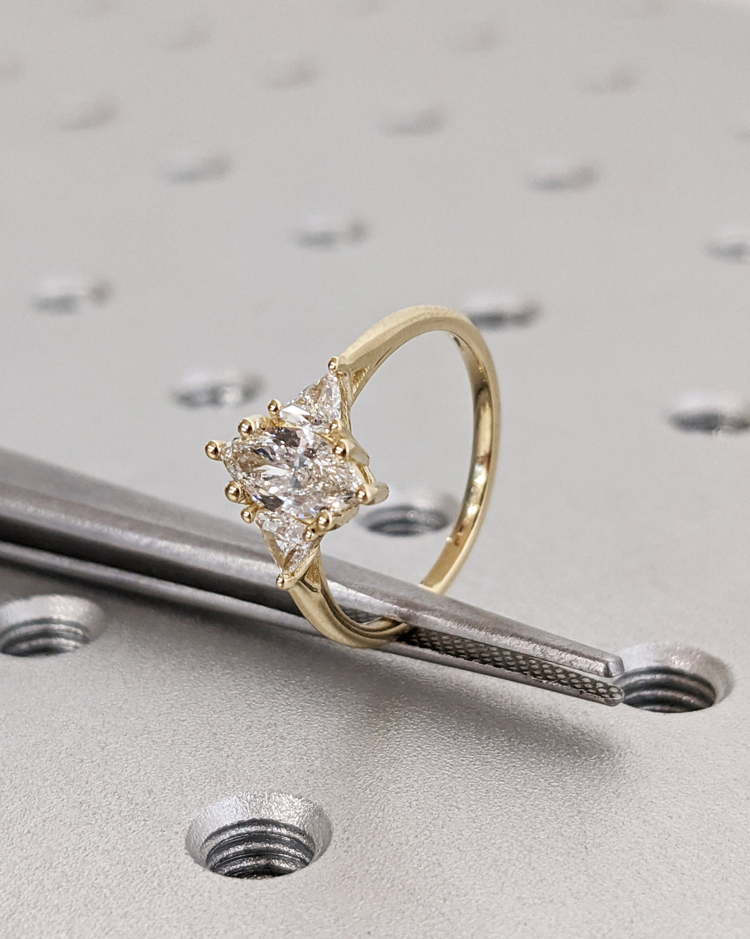 0.50CT Marquise Cut 3 Stone Lab Grown Diamond Engagement Ring For Her