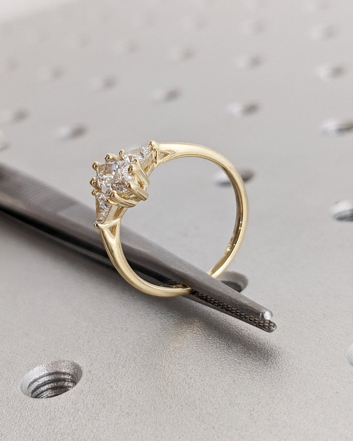 0.50CT Marquise Cut 3 Stone Lab Grown Diamond Engagement Ring For Her