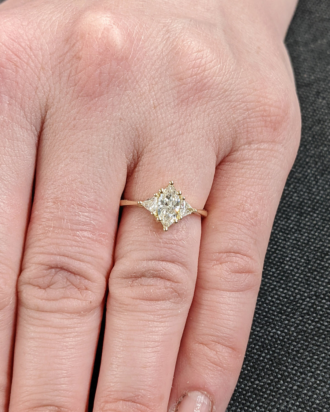 0.50CT Marquise Cut 3 Stone Lab Grown Diamond Engagement Ring For Her