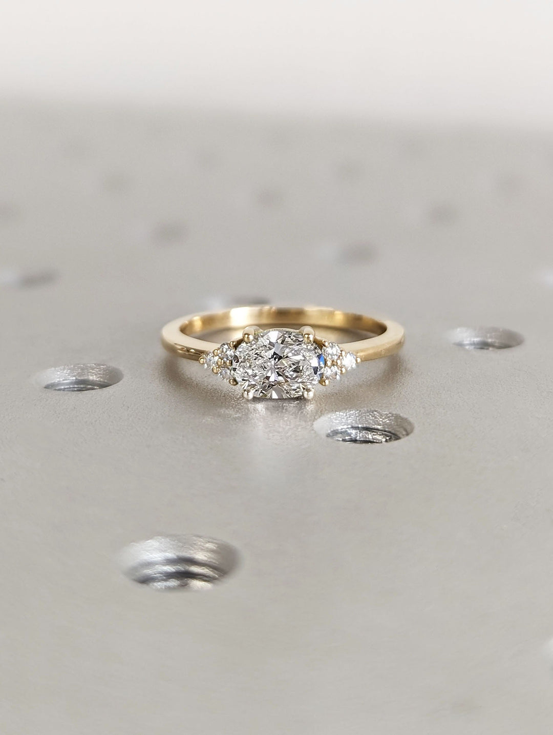 1.0CT East West Oval Cut Cluster Lab Grown Diamond Engagement Ring For Women