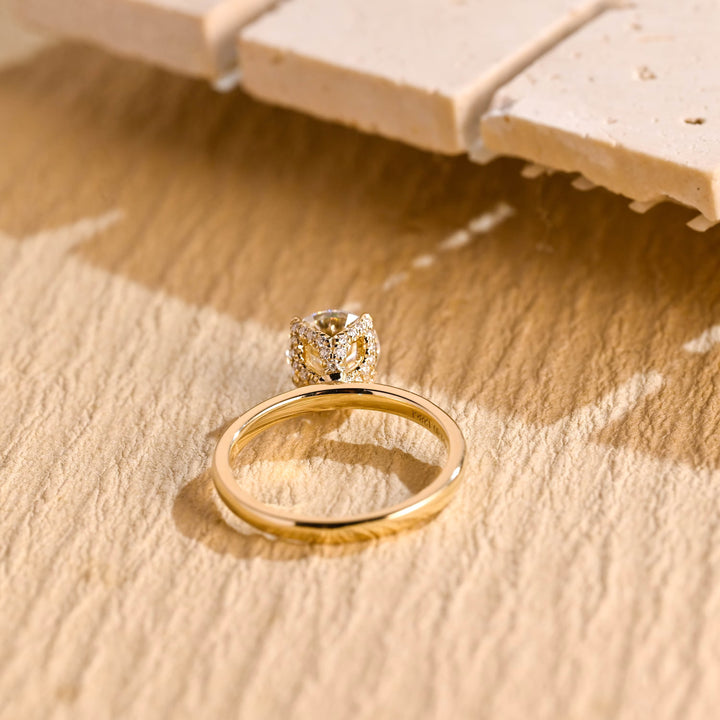 1.0CT Round Cut Hidden Halo GI Certified Lab Grown Diamond Solitaire Engagement Ring For Her