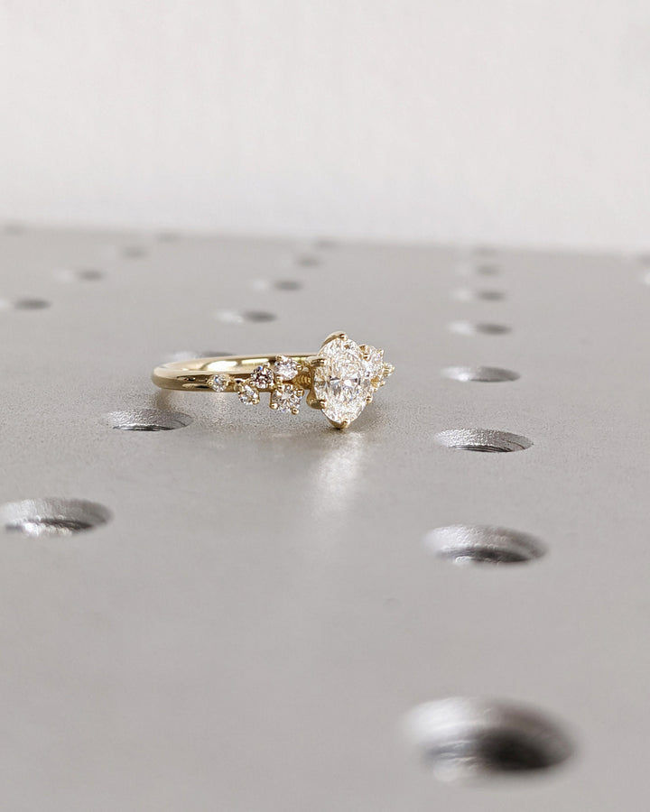 0.50CT Oval Cluster Lab Grown Diamond Engagement Ring Nature Inspired Engagement Rings