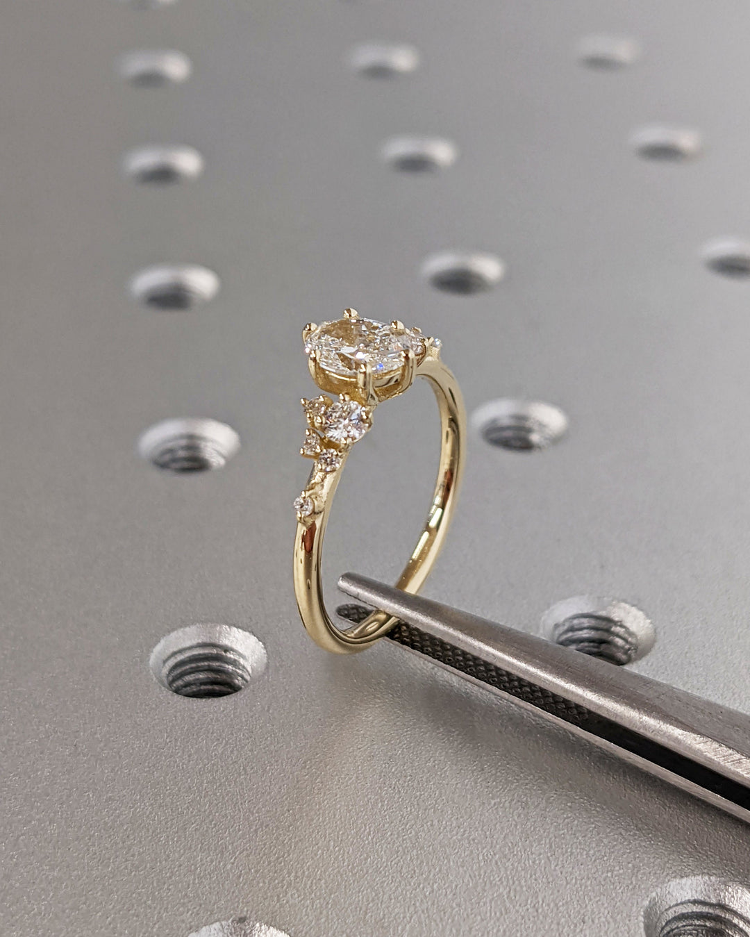 0.50CT Oval Cluster Lab Grown Diamond Engagement Ring Nature Inspired Engagement Rings