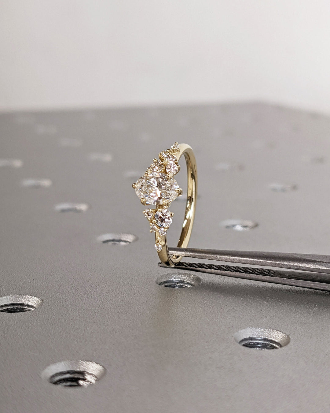 0.50CT Oval Cluster Lab Grown Diamond Engagement Ring Nature Inspired Engagement Rings