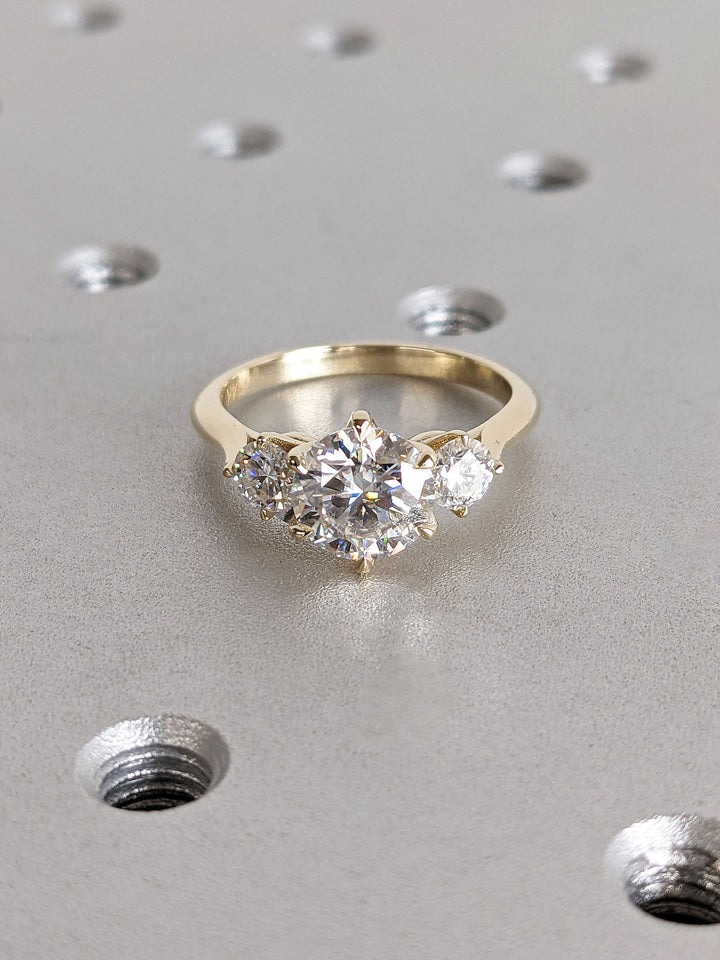 1.50CT Round Diamond Lab Grown Three Stone Engagement Ring For Women