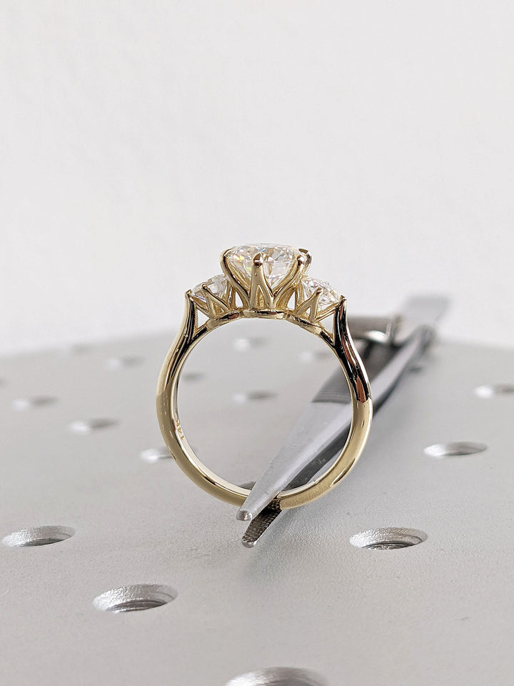 1.50CT Round Diamond Lab Grown Three Stone Engagement Ring For Women