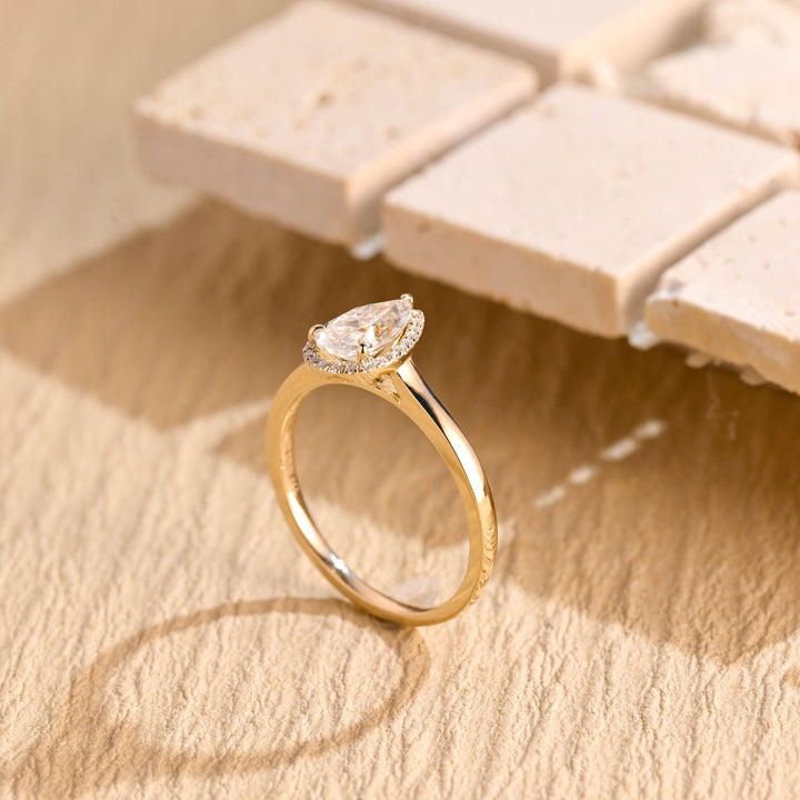 1.0CT Pear Cut Halo IGI Certified Lab Grown Diamond Engagement Ring For Her