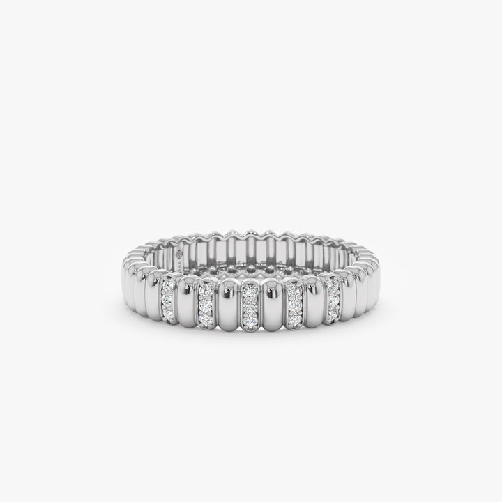 Round Cut Diamond Half Eternity Unique Wedding Ring for Her