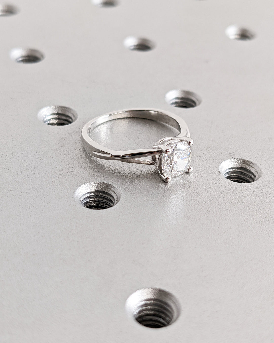 1.0CT Cushion Lab Grown Split Shank Diamond Engagement Ring Unique Twisted Band